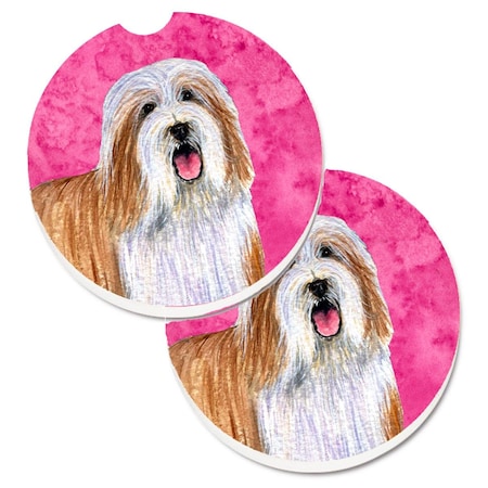 Carolines Treasures Pink Bearded Collie  Cup Holder Car Coaster, PK2 LH9375PKCARC